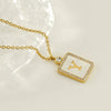 Necklace 316L Stainless Steel 18K Gold Plated Square Diamond English Letter Pendant For Women