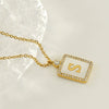 Necklace 316L Stainless Steel 18K Gold Plated Square Diamond English Letter Pendant For Women