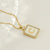 Necklace 316L Stainless Steel 18K Gold Plated Square Diamond English Letter Pendant For Women