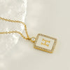 Necklace 316L Stainless Steel 18K Gold Plated Square Diamond English Letter Pendant For Women