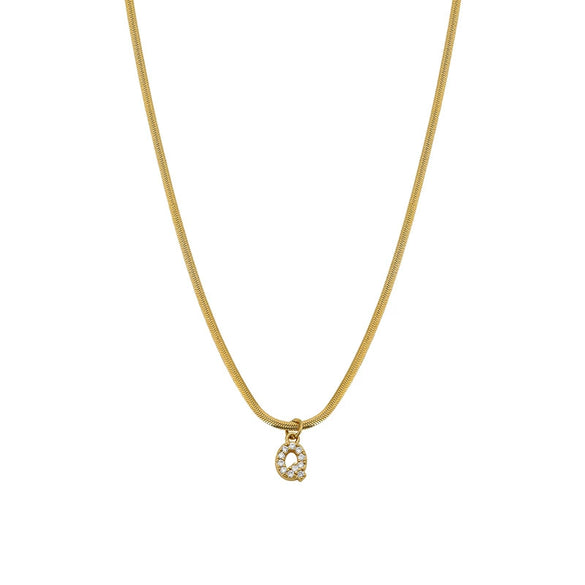 Necklace Titanium Steel Letter Pattern Diamond Pendant Snake Bone Chain French Retro Style