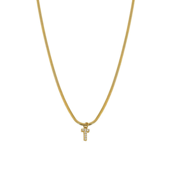 Necklace Titanium Steel Letter Pattern Diamond Pendant Snake Bone Chain French Retro Style