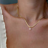 Necklace Titanium Steel Letter Pattern Diamond Pendant Snake Bone Chain French Retro Style