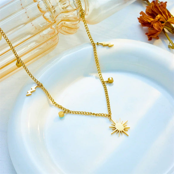 Necklace Titanium Steel Lightning Eightpointed Star Pendant Electroplating
