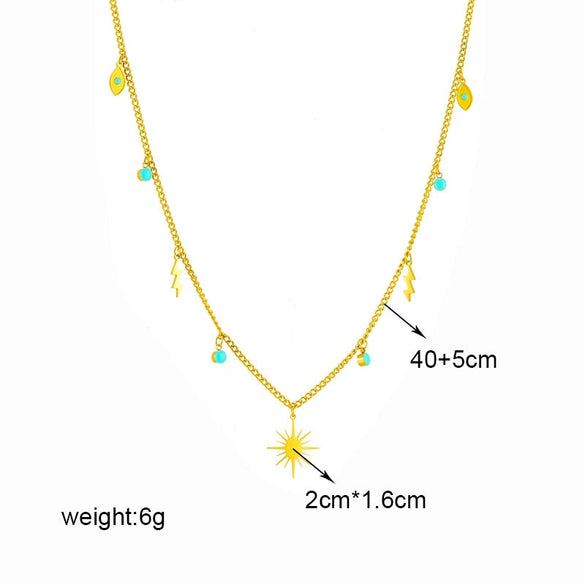Necklace Titanium Steel Lightning Eightpointed Star Pendant Electroplating