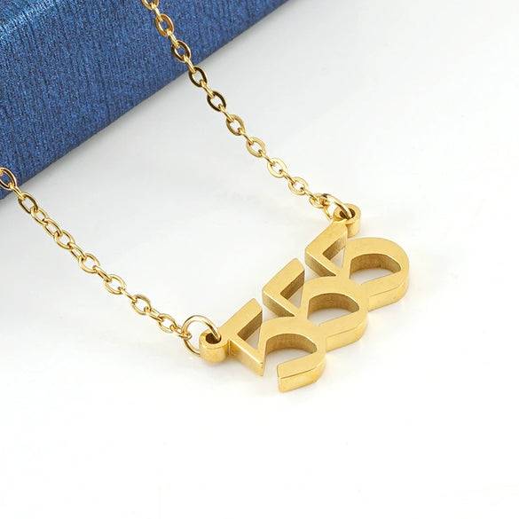 Necklace 316L Stainless Steel Lucky Number Pendant With Letters Numbers Text Design For Women