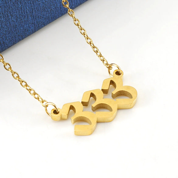 Necklace 316L Stainless Steel Lucky Number Pendant With Letters Numbers Text Design For Women