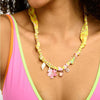 Necklace Titanium Steel Marine Life Colorful Flowers Shell Pendant Goldplated Electroplating