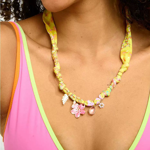 Necklace Titanium Steel Marine Life Colorful Flowers Shell Pendant Goldplated Electroplating