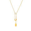 Necklace Titanium Steel Metal Chain Square Tag Pin Pendant Electroplating Cold Style Women's