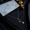Necklace Titanium Steel Metal Chain Square Tag Pin Pendant Electroplating Cold Style Women's