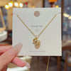Necklace Titanium Steel Mixed Gem Inlay Geometric Lucky Bag Pendant Set With Pearls Women's Light Luxury Design