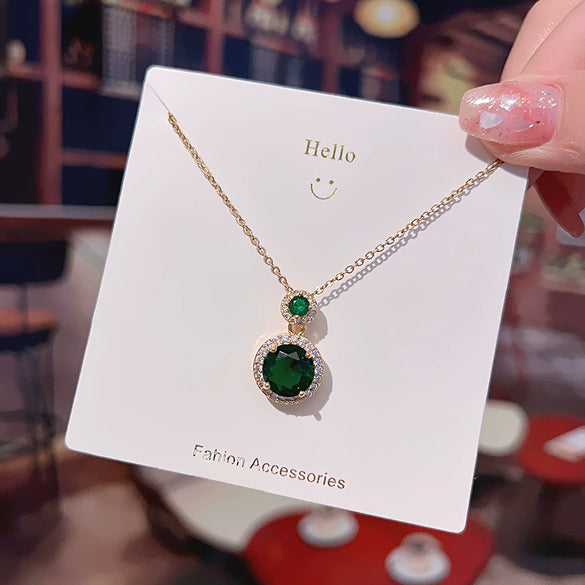 Necklace Titanium Steel Mixed Gemstone Geometric Style Set With Diamonds Women's