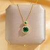 Necklace Titanium Steel Mixed Gemstone Geometric Style Set With Diamonds Women's