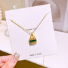 Necklace Titanium Steel Mixed Gemstone Inlay Geometric Pattern Diamond Treatment Cross Chain Women's