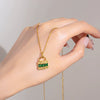 Necklace Titanium Steel Mixed Gemstone Inlay Geometric Pattern Diamond Treatment Cross Chain Women's