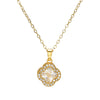 Necklace Titanium Steel Mixed Gemstone Setting Leaf Geometric Zircon Light Luxury