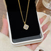 Necklace Titanium Steel Mixed Gemstone Setting Leaf Geometric Zircon Light Luxury