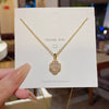 Necklace Titanium Steel Mixed Gemstone Setting Leaf Geometric Zircon Light Luxury