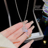 Necklace Titanium Steel Mixed Gemstone Setting Leaf Geometric Zircon Light Luxury