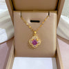 Necklace Titanium Steel Natural Plant Flowers Geometric Diamond Zircon Design