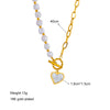 Necklace Titanium Steel Pearl Asymmetric Stitching Love Pendant Electroplating
