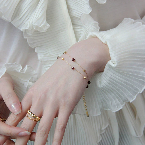 Necklace Titanium Steel Pearl Natural Stone Beaded Irregular Geometric Electroplating Women