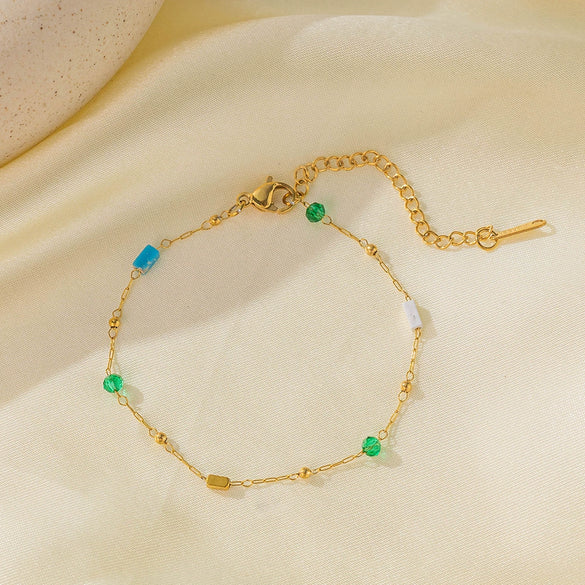 Necklace Titanium Steel Pearl Natural Stone Beaded Irregular Geometric Electroplating Women