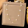 Necklace Titanium Steel Pearl Natural Stone Beaded Irregular Geometric Electroplating Women