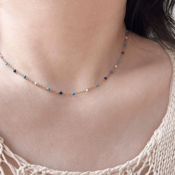 Necklace Titanium Steel Pearl Natural Stone Beaded Irregular Geometric Electroplating Women