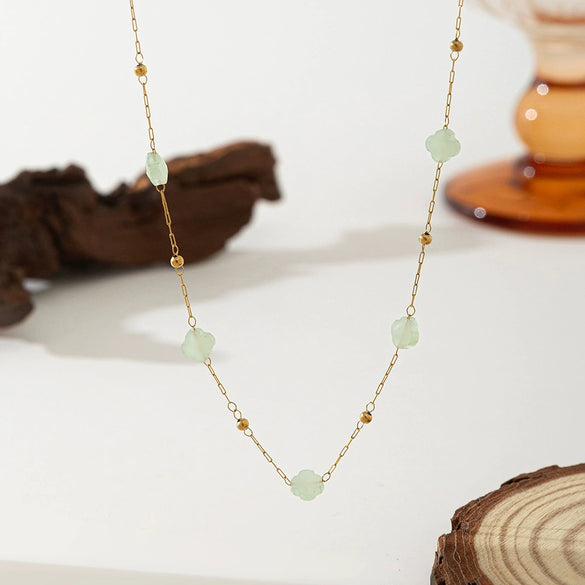 Necklace Titanium Steel Pearl Natural Stone Beaded Irregular Geometric Electroplating Women