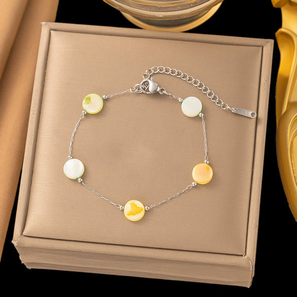 Necklace Titanium Steel Pearl Natural Stone Beaded Irregular Geometric Electroplating Women