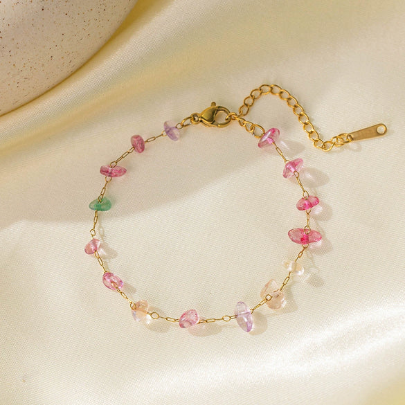 Necklace Titanium Steel Pearl Natural Stone Beaded Irregular Geometric Electroplating Women