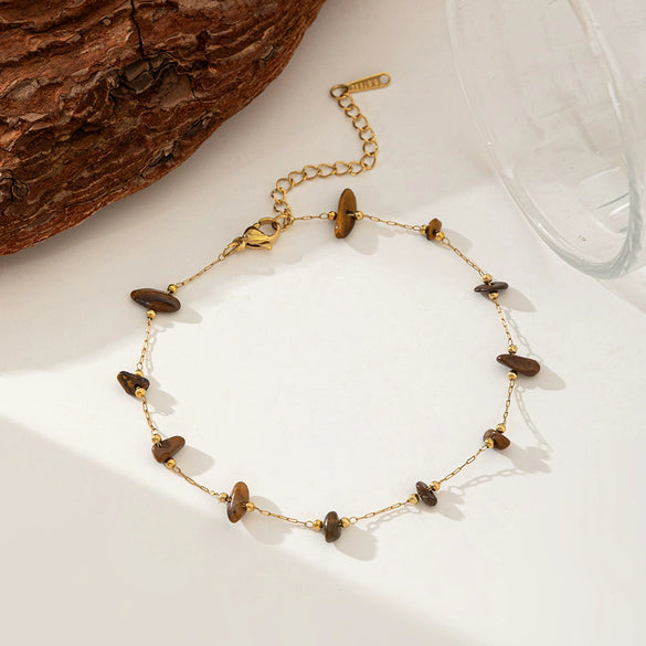 Necklace Titanium Steel Pearl Natural Stone Beaded Irregular Geometric Electroplating Women