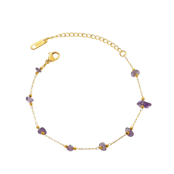 Necklace Titanium Steel Pearl Natural Stone Beaded Irregular Geometric Electroplating Women