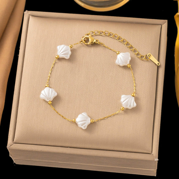 Necklace Titanium Steel Pearl Natural Stone Beaded Irregular Geometric Electroplating Women