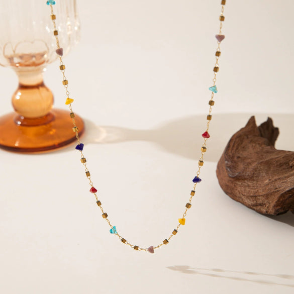 Necklace Titanium Steel Pearl Natural Stone Beaded Irregular Geometric Electroplating Women