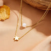 Necklace Titanium Steel Pearl Star Geometric Electroplating Bamboo Chain Women's