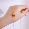 Necklace Titanium Steel Red Maple Leaf Geometric Women's Light Luxury Highend Sense Accessory