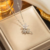 Necklace Titanium Steel Retro Flower Inlaid Zircon Electroplating Water Wave Chain For Women