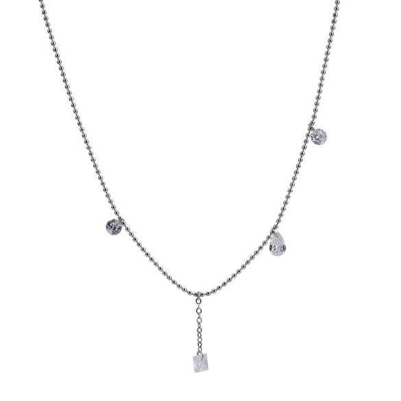 Necklace Titanium Steel Rhinestone Geometric Pattern Bead Chain Electroplating For Women