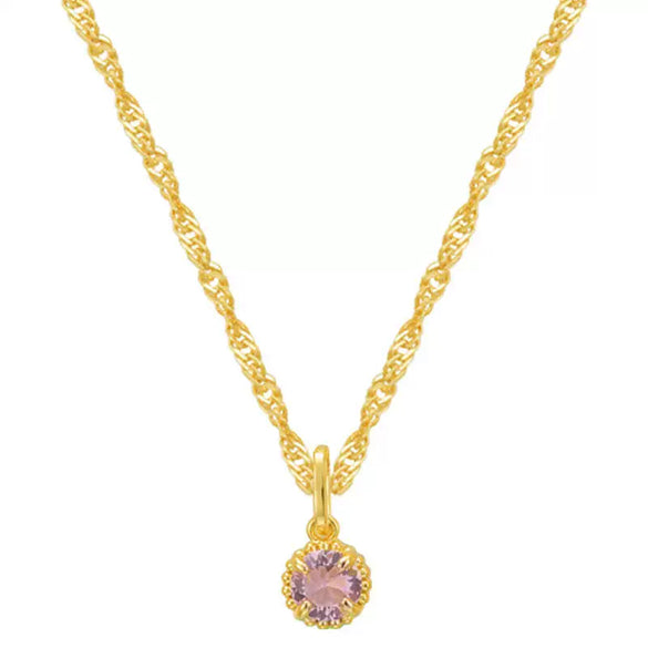 Necklace Titanium Steel Round Geometric Artificial Crystal December Birthday Stone For Women Furnace Vacuum Plating