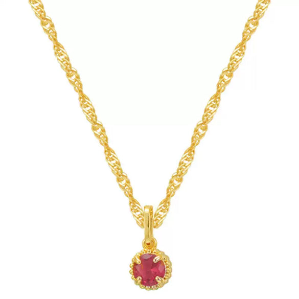 Necklace Titanium Steel Round Geometric Artificial Crystal December Birthday Stone For Women Furnace Vacuum Plating