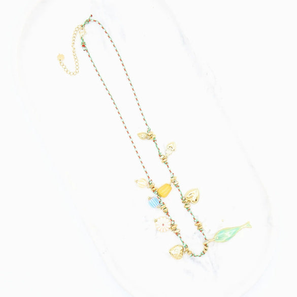Necklace Titanium Steel Shell Starfish Butterfly Turtle Chili Elephant Pearl Electroplating Multipendant