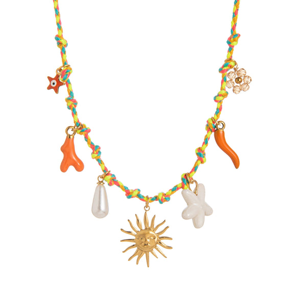 Necklace Titanium Steel Shell Starfish Butterfly Turtle Chili Elephant Pearl Electroplating Multipendant