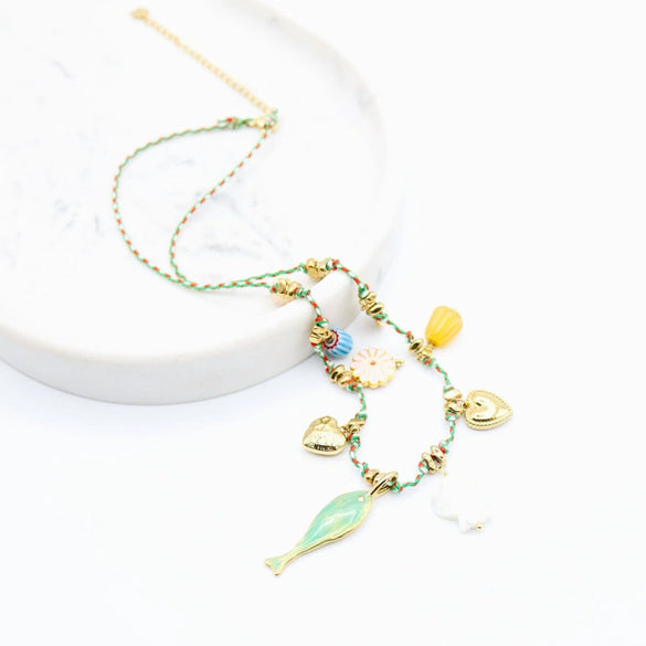Necklace Titanium Steel Shell Starfish Butterfly Turtle Chili Elephant Pearl Electroplating Multipendant