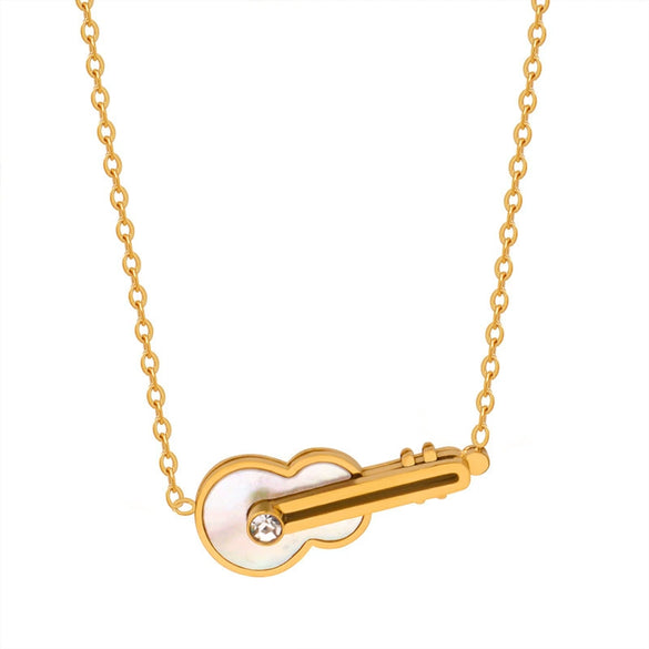 Necklace 316L Stainless Steel Simple Sweet Violin Design Electroplating Geometric