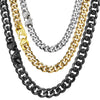 Necklace Titanium Steel Sixsided Cuban Chain Cast Buckle Polishing Men's