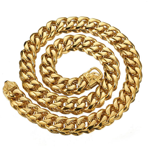 Necklace Titanium Steel Sixsided Cuban Chain Cast Buckle Polishing Men's