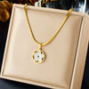 Necklace Titanium Steel Small Round Flower Pendant Gold Plated Snake Bone Chain Fashion Style